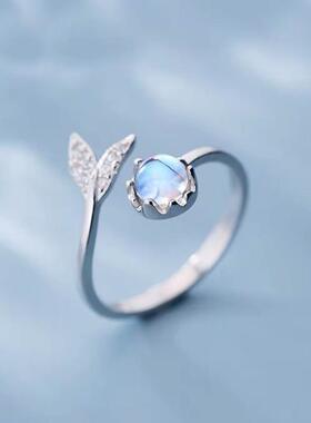 2023 New Korean Zircon Star Moon Tassel Rings For Women Silv