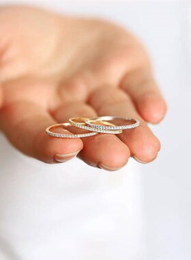 Delicate Micro Pave Zircon Rings For Women Trendy Chic Cryst