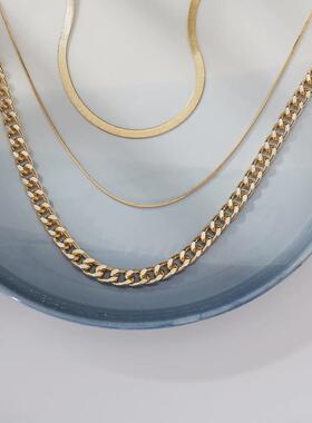 Women Vintage Multi-layered Snake Chain Necklace 三层锁骨链