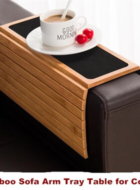 Bamboo Sofa Arm Tray Table for Couch Armrest Holder Drinks