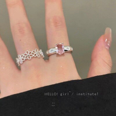 Hollow Flower Ring Women Gentle Temperament Cold Style Ring