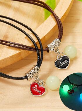 2 PCS/Set Fashion Couple Luminous Glowing Beads Pendant Neck