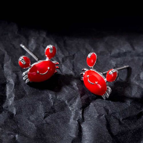 There are clamps willful cute red smiling f small crab drop