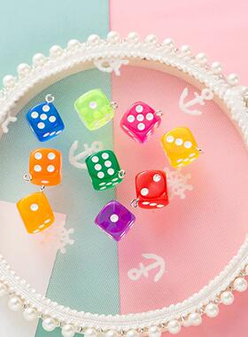 10Pcs 14mm Transparent Dice Charms Miniature Figurine Resin