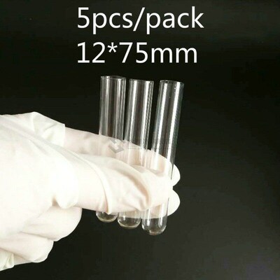 5pcs 12*75mm  Glass Round Bottom Test Tubes for Laboratory