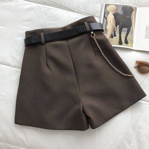 2022 New Summer Womens Shorts Button Solid Color Pocket Cas