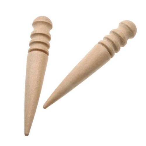 2pcs Leather Burnisher Tool Round Wooden Smooth Grooves
