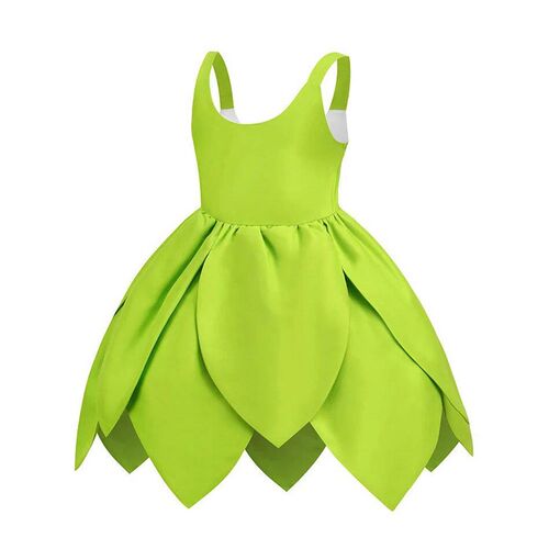 Girls Tinker Bell Costume Kid Green Fairy Princess Fancy Tin