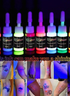 Fluorescent Tattoo Ink Kit 8 Color Fluorescent Tattoo Ink Ki