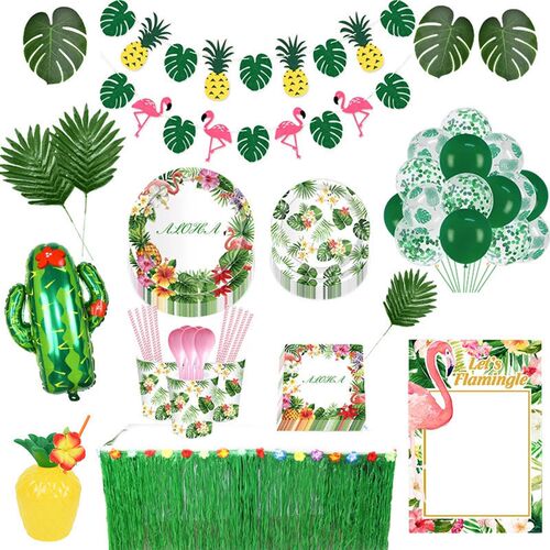 Hawaiian Party Decorations Palm Leaves Bunting Banner Luau F