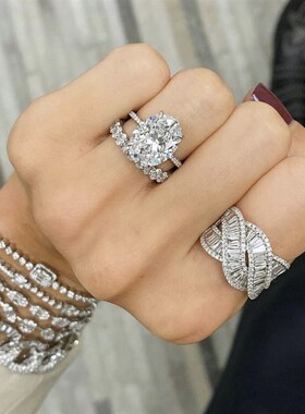 High Quality Classic Eternity 4ct Oval Stone Wedding Rings E