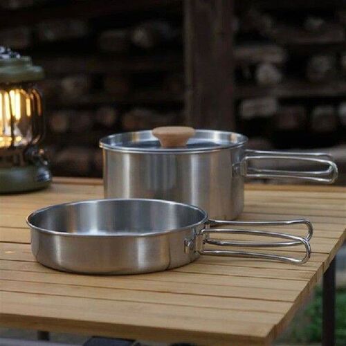 Camping Cookware Set Portable Stainless Steel Cooking Pot