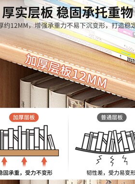 Solid wood bookshelf storage rack floor standing low cabinet