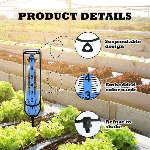 Water Rain Meter with Stake Adjustable Height Detachable