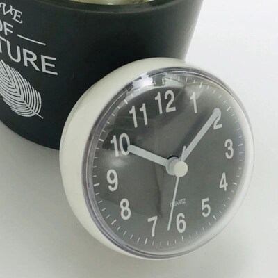 Mini Sucker Wall Clock Bathroom Anti-Fog Waterproof 7cm Kitc