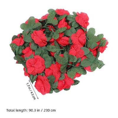 Simulated Rose Rattan Vine Garland Artificial Plant