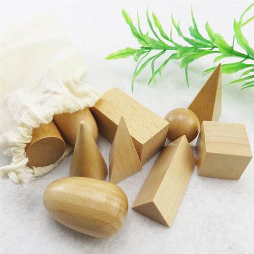 10Pcs/Set Wooden 3D Geometric Solids Learning Aids Kids Math