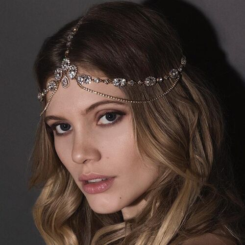 Crystal Forehead Headband Wedding Bridal Hair Chain Headpiec