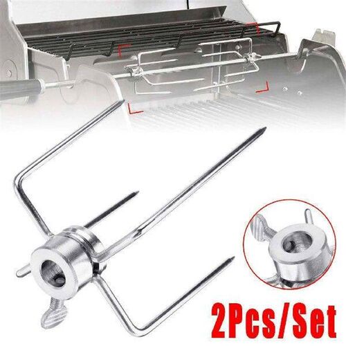 ABXF-4Pcs BBQ Rotisserie Meat Forks Clamp Grill Meatpicks