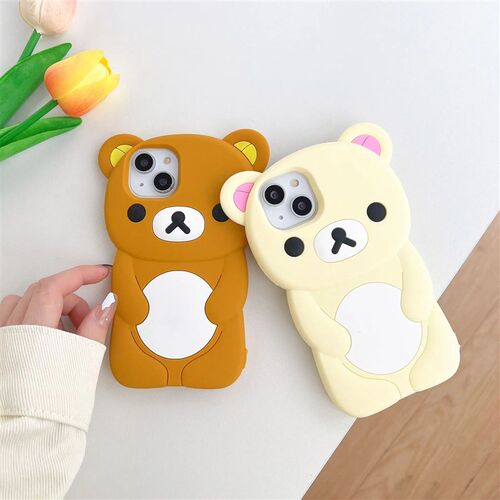 Rilakkuma Bear Silicone Soft Cover Case For iPhone 16 15 14