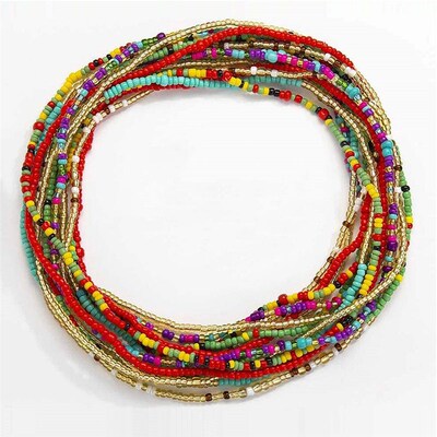 1pc Elastic Waist Bead Chains Summer Body Chains Colorful Be