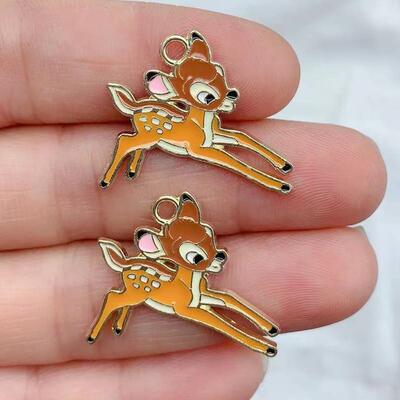 10pcs Alloy Enamel Charm Cartoon Squirrel Rabbit Deer Pendan