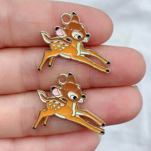 10pcs Alloy Enamel Charm Cartoon Squirrel Rabbit Deer Pendan
