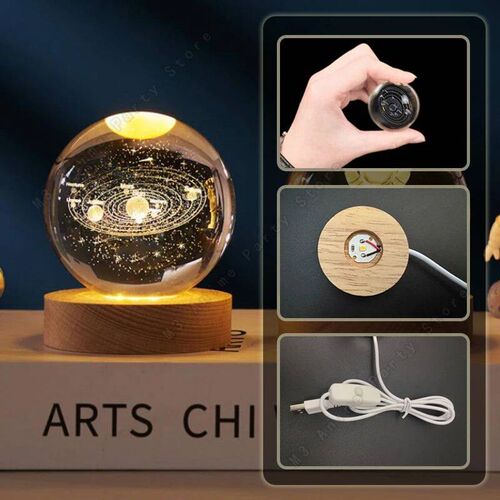 Unique 3D Crystal Ball Night Light Led Lamp Bedside Table Gl