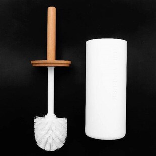 Bamboo Floor-Standing Toilet Brush Set with Base Bathroom