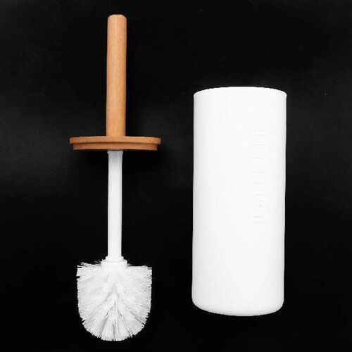 Bamboo Floor-Standing Toilet Brush Set with Base Bathroom