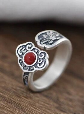 Vintage blue auspicious cloud ring复古蓝色祥云戒指diy首饰