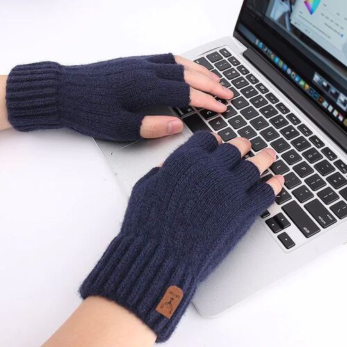 Half finger gloves for men winter warm and cold leak five fi