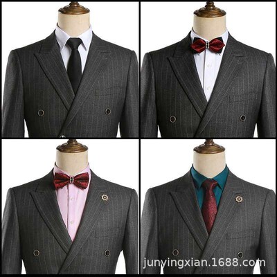 Groom Suit Wedding Ceremony Mens Best Man Suit Dress Stripe