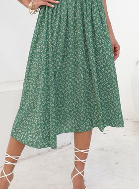 Finjani A-line Skirt Ditsy Floral Ruffle Hem Skirts High Wai