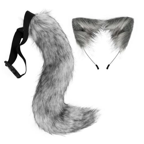 Halloween costume fox fur tail cat ear headband 狐狸尾巴耳朵