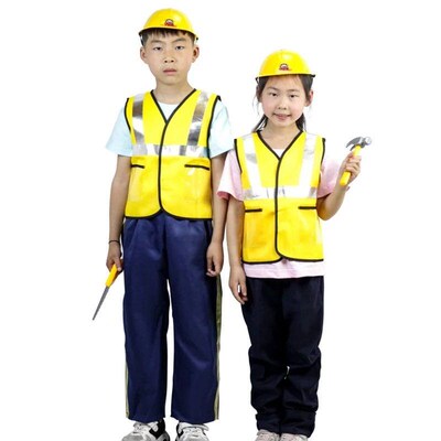 2023 Construction Worker Costume Kit For Kids Role Play Toy