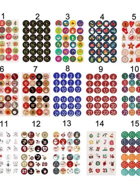 1-24 Number Merry Christmas Gift Stickers Advent Calendar Nu