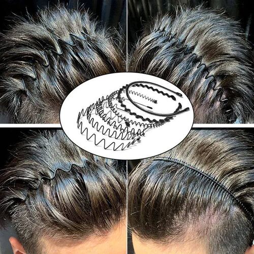 Black Metal Wavy Headband Men Women Hair Band Head Hoops Ban
