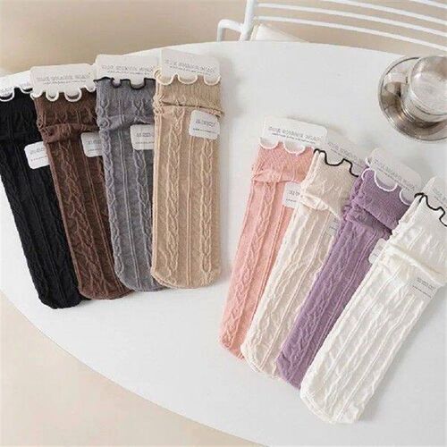 2 pair Cotton Kids Ruffle Calf Sock Princess Breathable