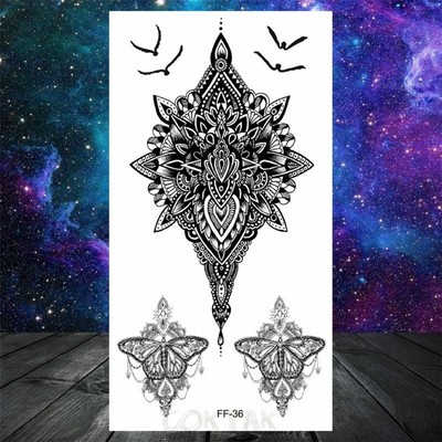 Temporary Tattoo For Women Men Mandala Henna Flower Tattoo