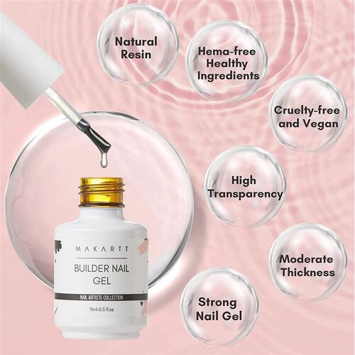 Makartt Builder Nail Gel 15ml 5 in 1 Multifunctional Clear G