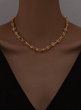 项打结荆棘链金色简约嘻哈锁骨颈链Hip hop collarbone choker