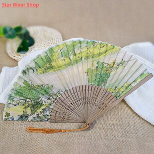 Chinese Fan Folding Home Handmade Painting Style Silk