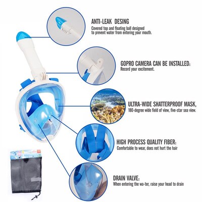Full Face Snorkel Mask Snorkeling Swimming Diving Mask Wide