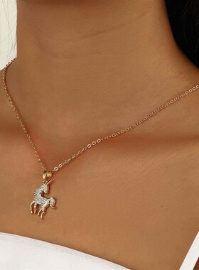 -New cartoon diamond unicorn pendant simple temperament wome