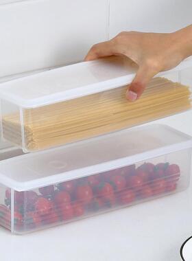Rectangular plastic food storage box with lid, suitable for