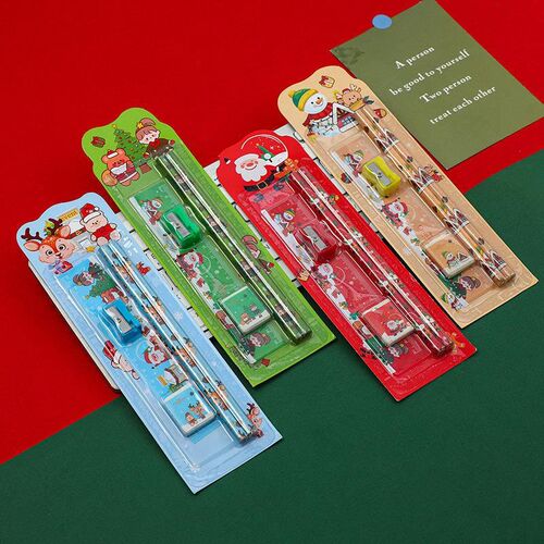 Christmas Pencil Set Kids Drawing Kit with Eraser Gift圣诞
