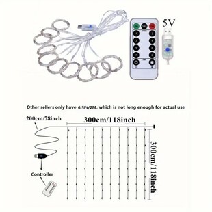 Curtain Control USB Fairy Remote Str Meters LED Lights