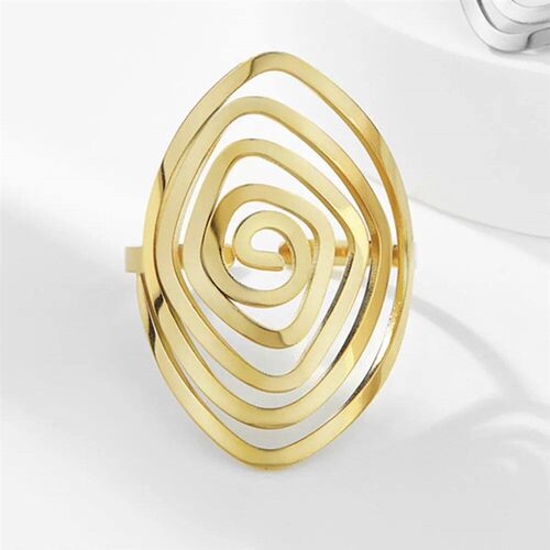 Cazador Punk Swirling Maze Womens Ring Stainless Steel Geom