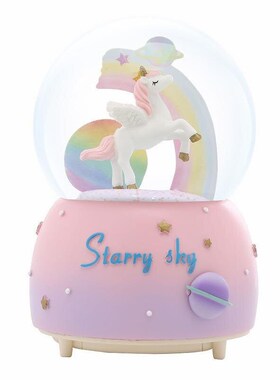 Dream Unicorn Crystal Ball Music Box Snow Birthday Gift for